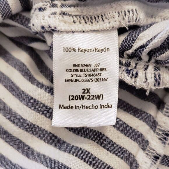 Terra & Sky Blue and White Striped Blouse - Picture 6 of 6